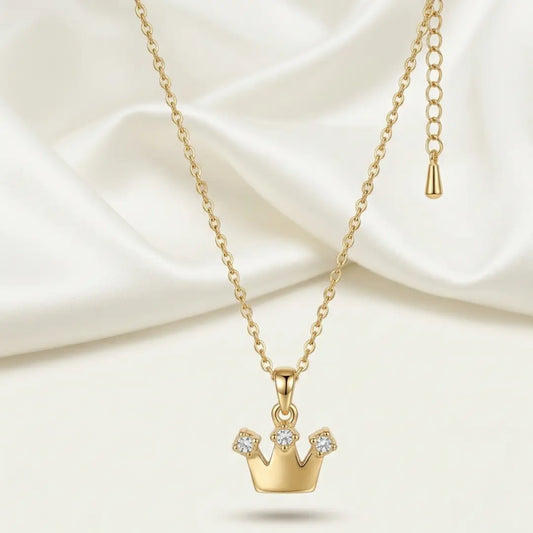 18K Gold-Plated Crown Pendant Necklace
