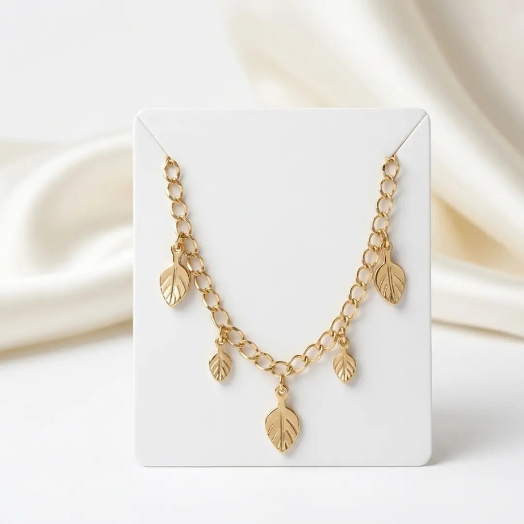 18K Gold-Plated Leaf Charm Anklet