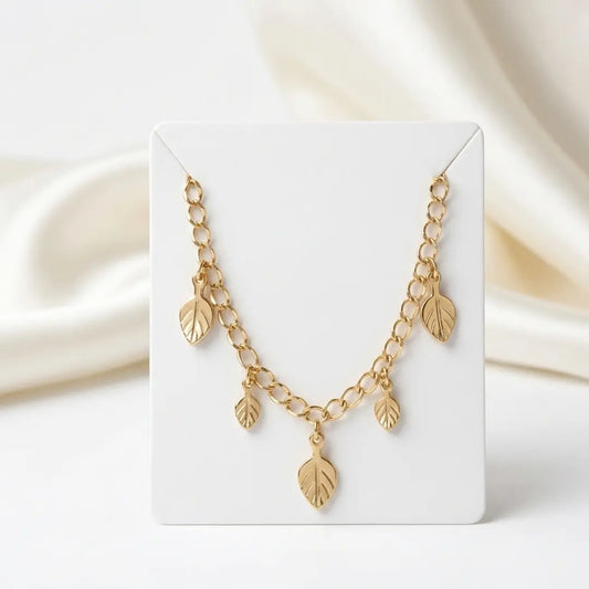 18K Gold-Plated Leaf Charm Anklet