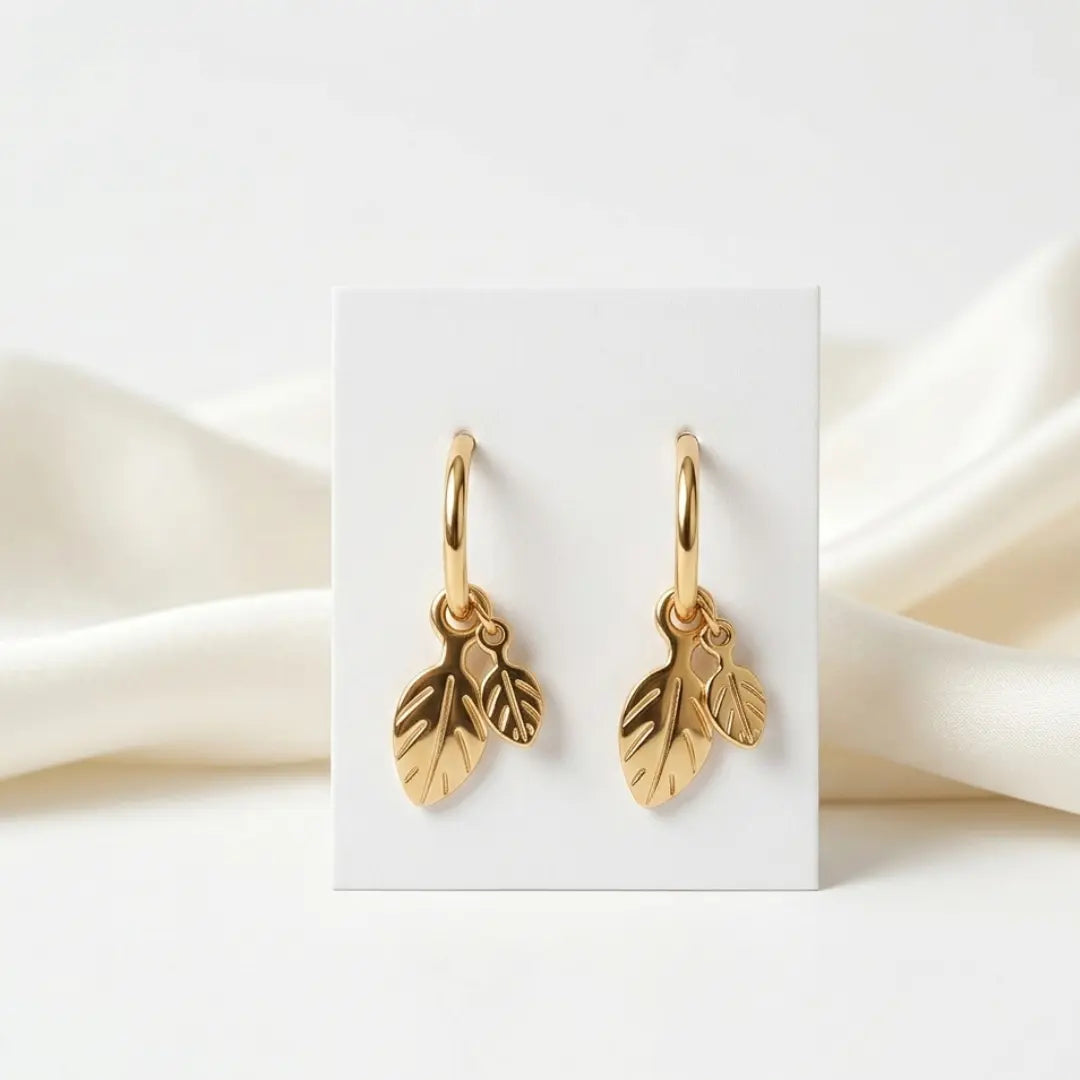 18K Gold-Plated Leaf Drop Earrings