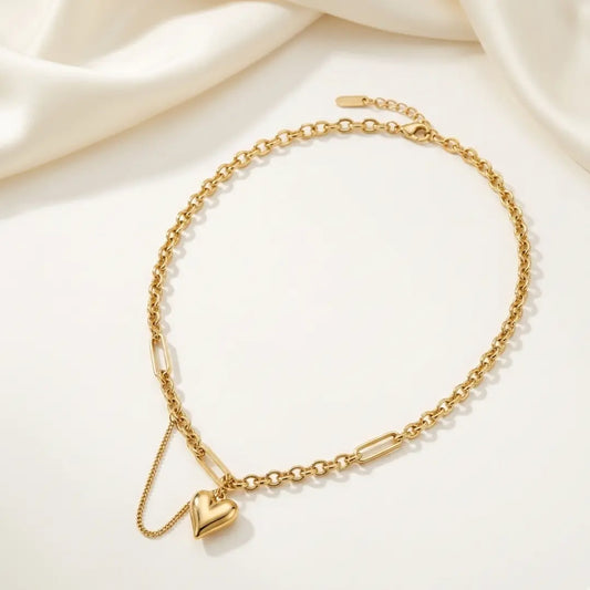 18K Gold PVD Heart Necklace – 304 Stainless Steel