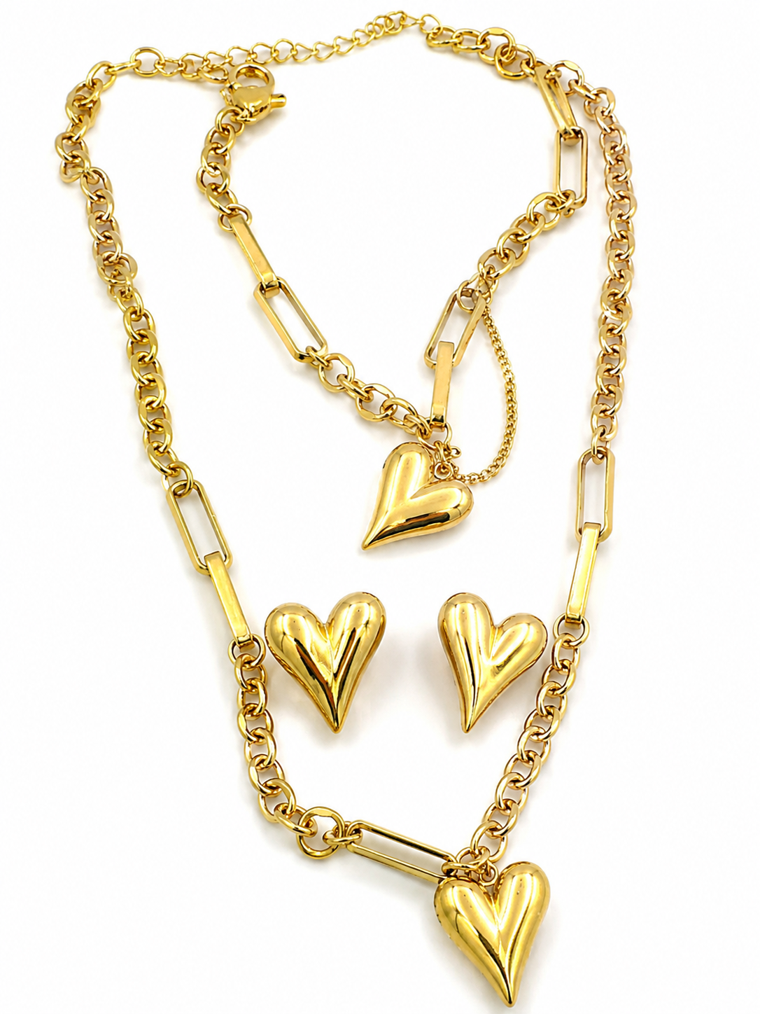 Set de joyeria de acero inoxidable banado en Oro 18k