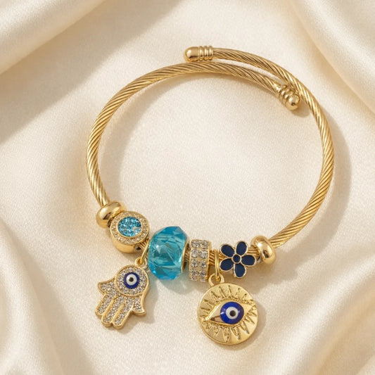 Luxury 18K Gold Plated Evil Eye Charm Bracelet
