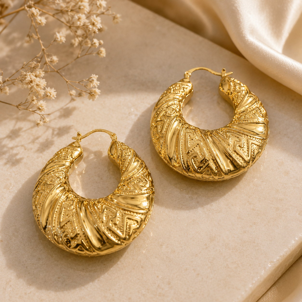 Luxury Vintage Hoop Earrings – 18K Gold Plated