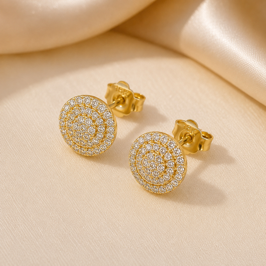 Luxury Zirconia Stud Earrings – 18K Gold Plated