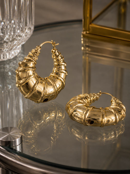 Large, chunky 18k gold-plated hoop earrings from Dubai