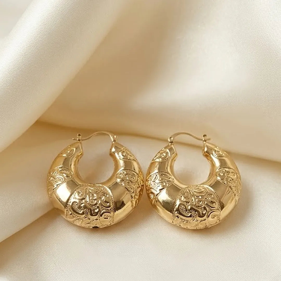 Large, chunky 18k gold-plated hoop earrings from Dubai