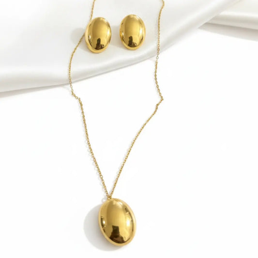 Minimalist Oval Jewelry Set – Stainless Steel