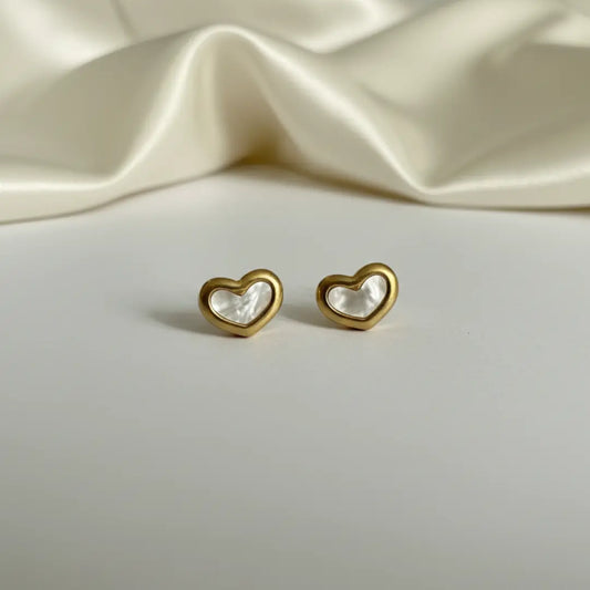 Gold Stainless Steel Heart Earrings