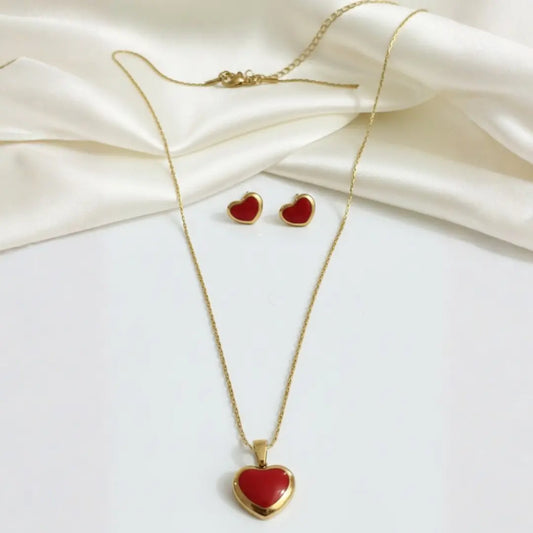 Red Heart Jewelry Set – 304 Stainless Steel