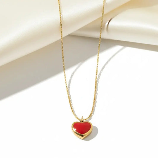 Red Heart Pendant Necklace – 304 Stainless Steel